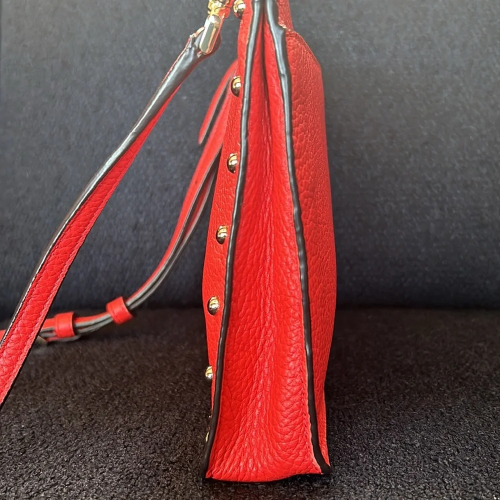 kate spade Red Pebbled Leather Studded Crossbody Satchel